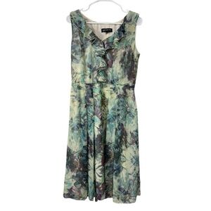 Vintage Jones New York Size 8 Chiffon Dress Watercolor Floral Fairy Romantic
